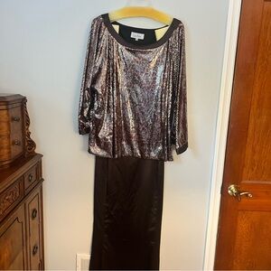 Lisa Rene Brown Two-piece Satin and Sequin Dress